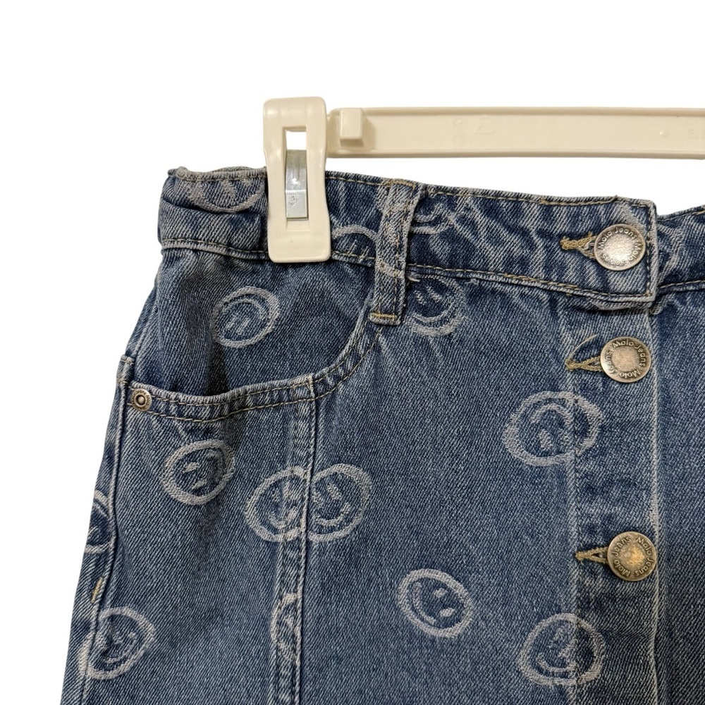 Molo Bera Blue Happiness Denim Mini Skirt Girls Size 16 Smiley Face Button Front - Picture 4 of 10